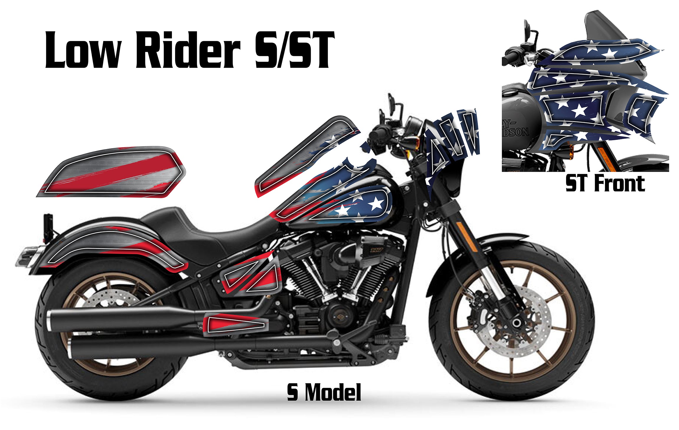 2016 - 2025 Harley Davidson Low Rider S/ST The Patriot Graphics Kit ...